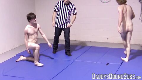 Playful twinks have sparring session with their cocks out
