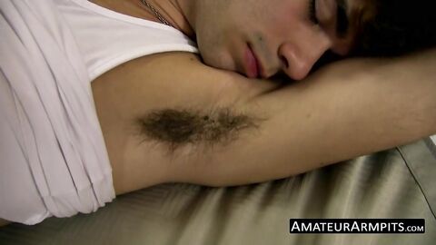 Handsome cock sucker wanks his hairy rod like never before