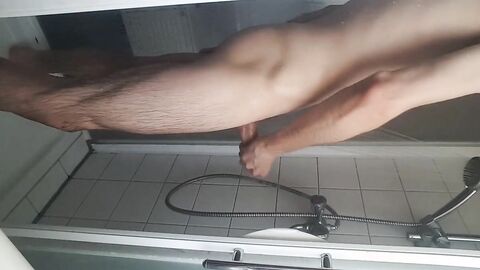 Shaving, jerking my young big cock ass spread boy 3