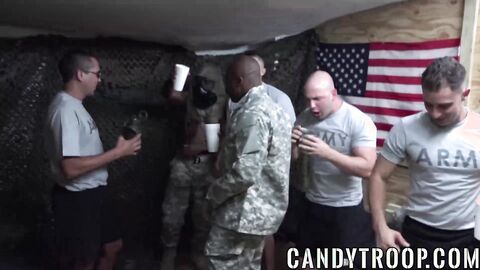 Military hunks anally hazing new members in the barracks