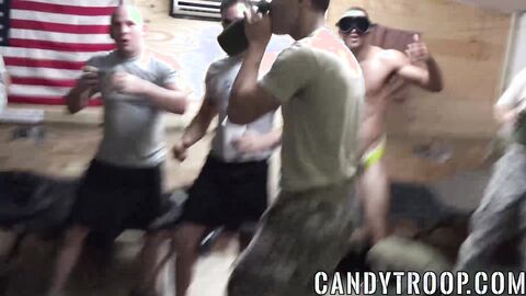 Military hunks anally hazing new members in the barracks