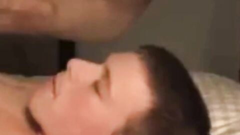 Self sucking twink cums on his face