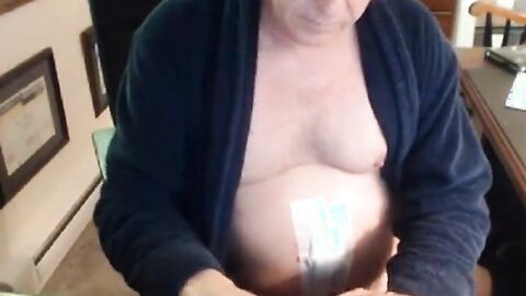 Horny Grandpa Wanking His Big Hard Cock