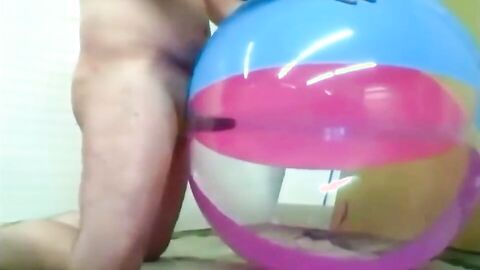 Big inflatable beach ball fuck cum inside