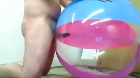 Big inflatable beach ball fuck cum inside