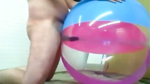 Big inflatable beach ball fuck cum inside