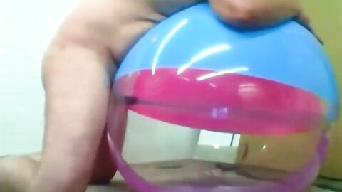 Big inflatable beach ball fuck cum inside