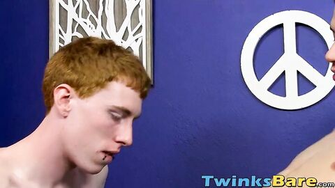 Ginger twink and his lover have freaky fuck session in bed
