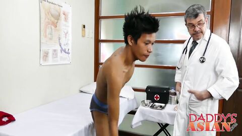 Doctor daddy tugs twink before shoving his rod deep inside