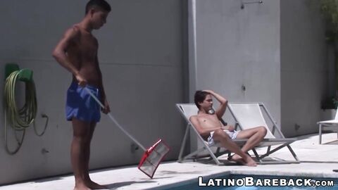 Latino pool boy is about to get drilled bareback
