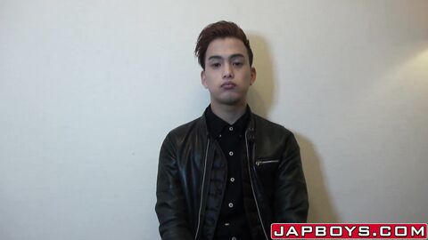 Gay Japanese student interviewed before cumshot solo