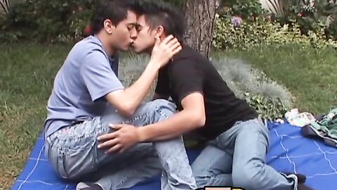 Young gay Latino raw fucks his cute boyfriend on the picnic