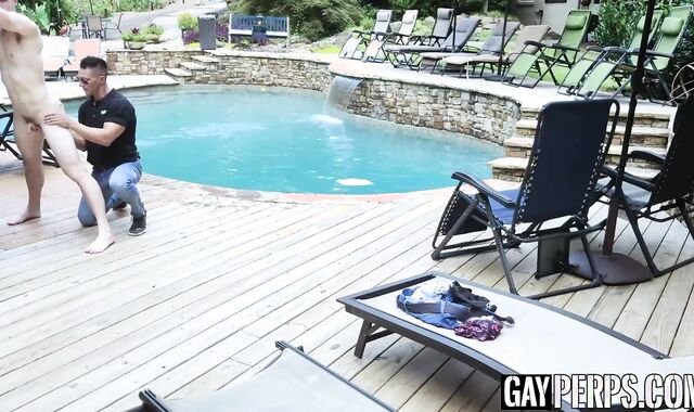 Aiden Asher and jock Jax Thirio having poolside barebacking
