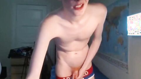 Uncircumcised redhead in undies