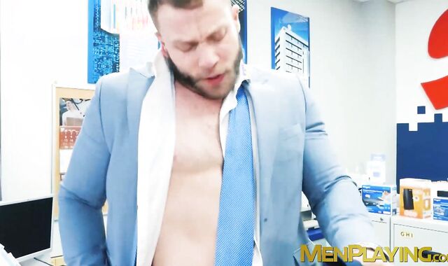 Suit and tie Bastian Karim and Diego Reyes bareback fucking