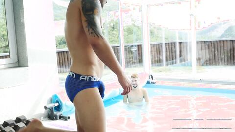 Gay lovers Florian Mraz and Dmitry Osten poolside pounding