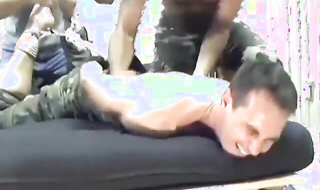 Big dick hunk Joe gets tied up and tickled hard by friend