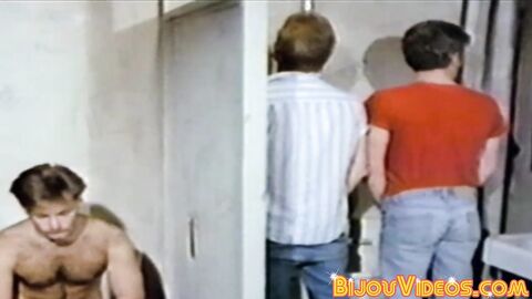 Classic gay stud shows his deepthroating skills in toilet