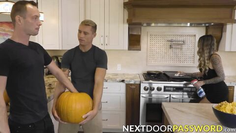 Handsome stud Trevor Ridge jerks off stepbro Justin Matthews in pumpkin