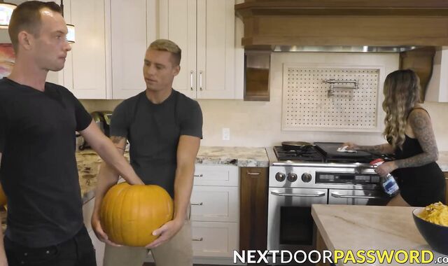 Handsome stud Trevor Ridge jerks off stepbro Justin Matthews in pumpkin