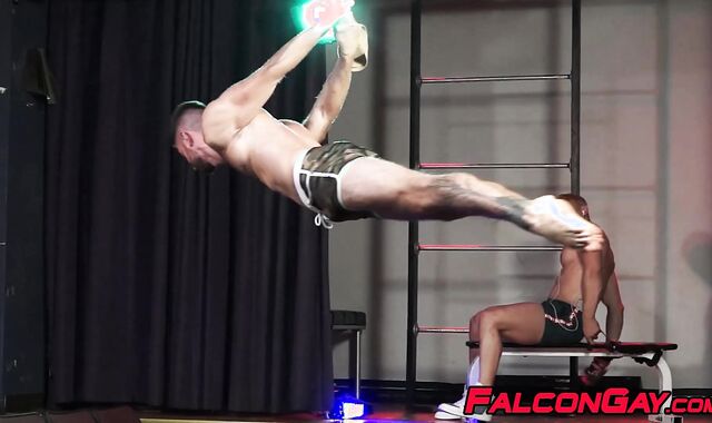 Three muscular hunks pounding raw and sucking in club