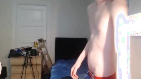 Uncircumcised redhead in undies