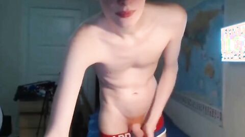 Uncircumcised redhead in undies