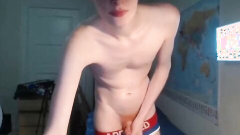 Uncircumcised redhead in undies