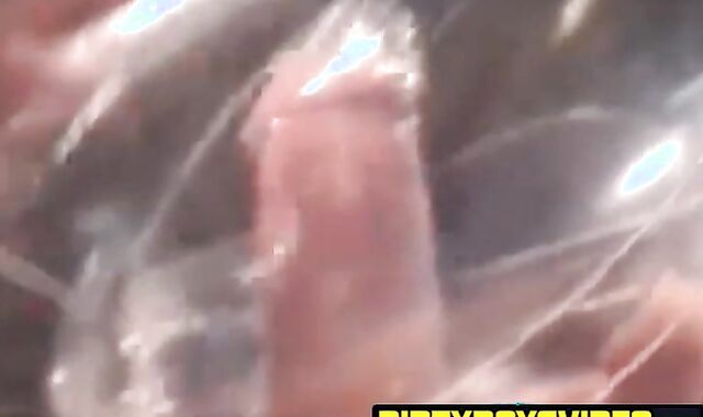 Hot cowboy penetrates his doll while bouncing on trampoline