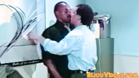 Office stud swaps head with hung black guy before cumming