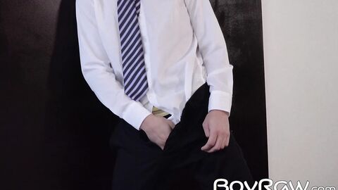 School uniform twink Francis Gerard hot solo wanking