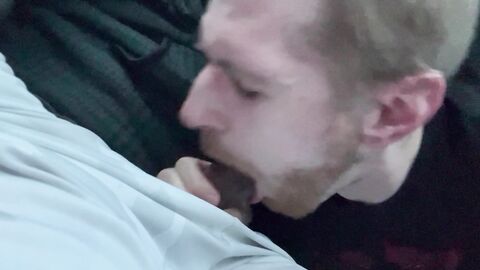 Blonde guy sucking big cock in car