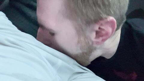 Blonde guy sucking big cock in car