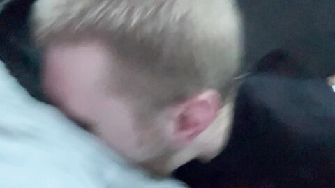 Blonde guy sucking big cock in car