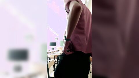 Schoolboy jerking off in class