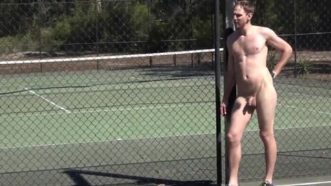 AndysAussieBoys - Australian Nick bouncing on a stiffy outdoors