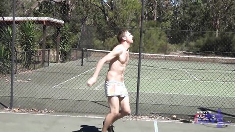 AndysAussieBoys - Australian Nick bouncing on a stiffy outdoors