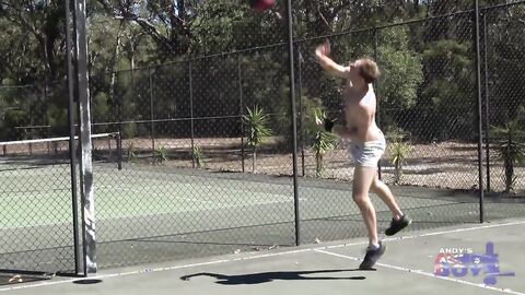 AndysAussieBoys - Australian Nick bouncing on a stiffy outdoors