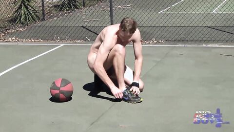 AndysAussieBoys - Australian Nick bouncing on a stiffy outdoors