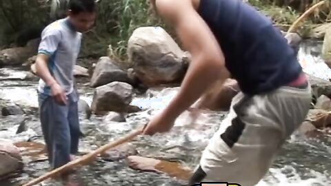 Outdoorsy latino boyfriends bareback before facial