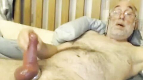 Bi Grandpa Plays With His Big Cock