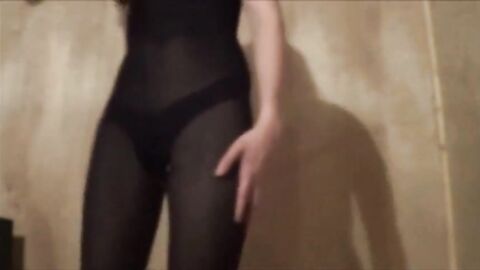 Sexy Crossdresser in Black Bodystocking