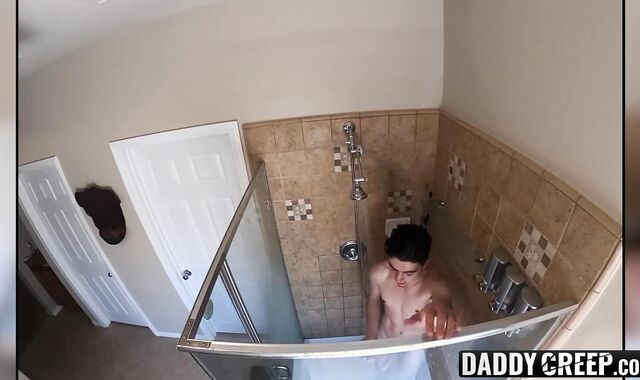 Shower infiltration for a steamy ass eating with my stepson