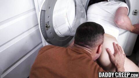 Twink gets stuck in a washing machine and gets an ass fuck