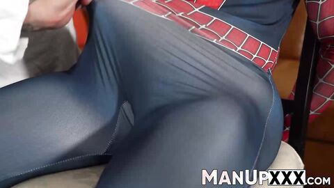 Spiderman is tied up sexily and gets groped