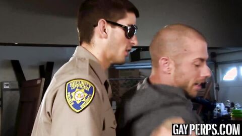 Gay suspect hammered hard by police officer and another stud