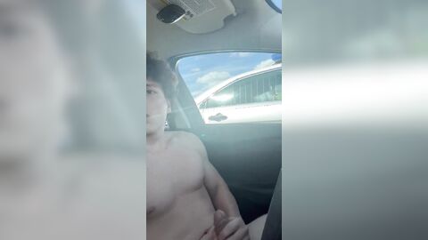 Randy likes to jerk off naked in the car