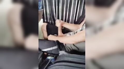 Jerking off a huge dick on a college bus.