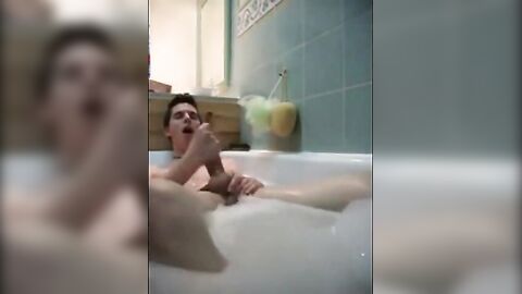 Twink jerking off in bathtub