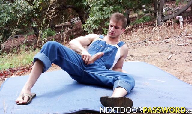 Handsome voyeur barebacked outdoors by big cocked hunk